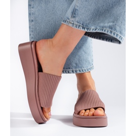 Sergio Leone Sandali con zeppa rosa da donna 2