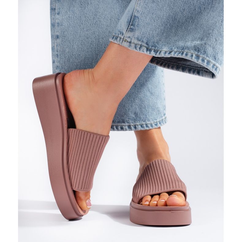 Sergio Leone Sandali con zeppa rosa da donna 2