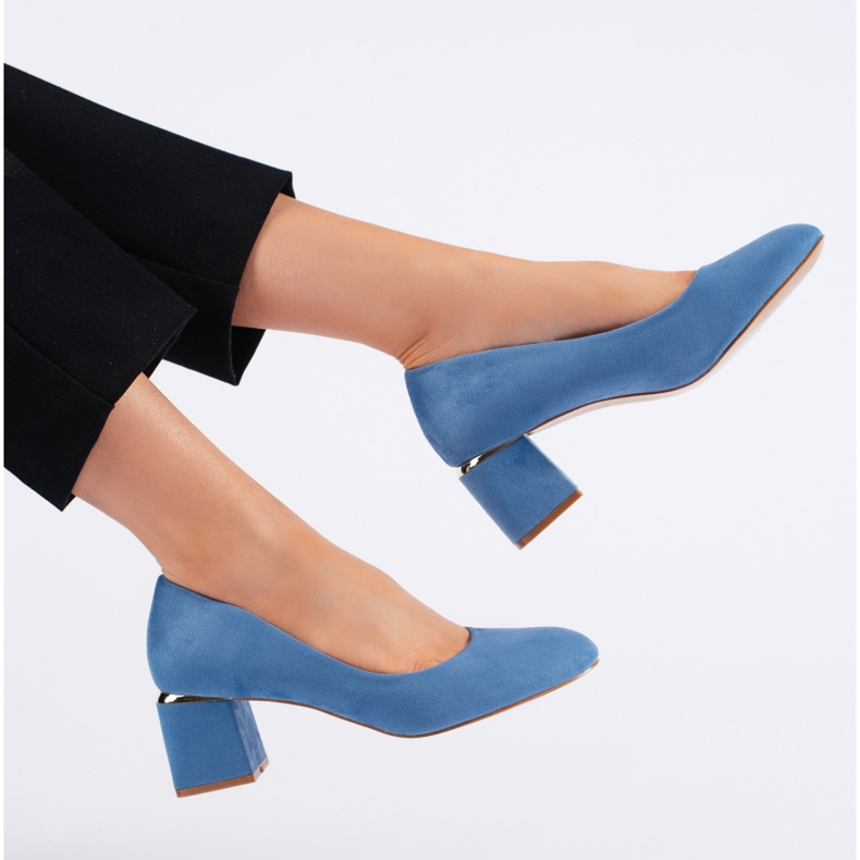 Décolleté a tacco alto in camoscio blu 1