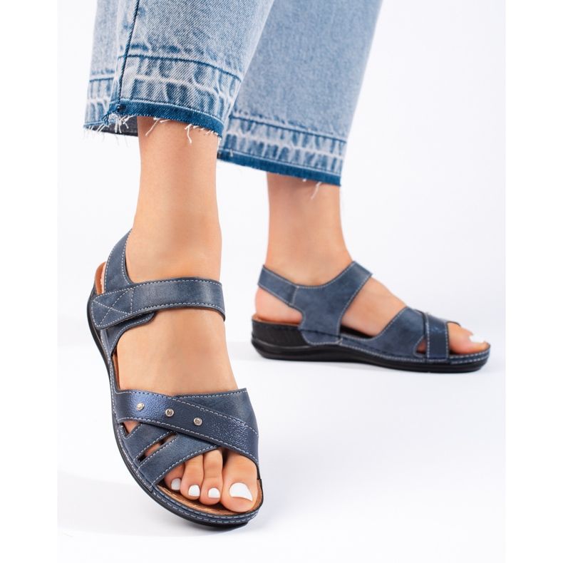 Sandali platform da donna di colore blu navy chiaro 1
