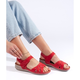 Sandali platform da donna rosso chiaro 1