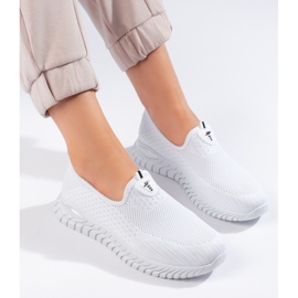 Sneakers da donna in tessuto bianco 1