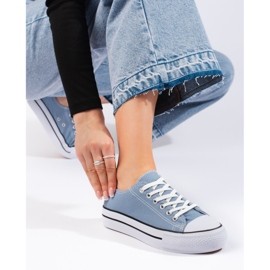 Classiche sneakers stringate da donna blu 1
