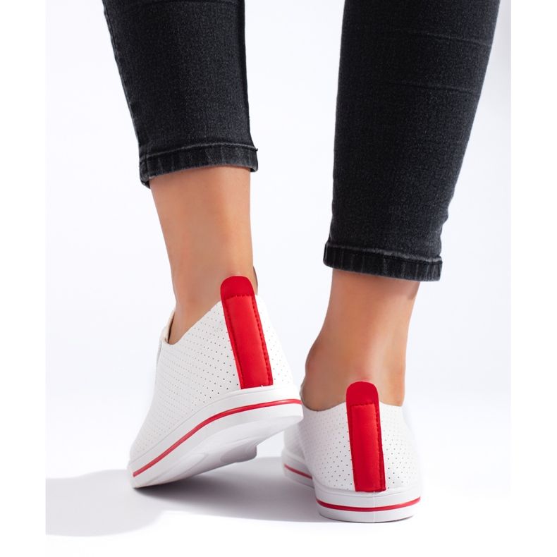 Sneakers da donna bianche con lacci rossi bianca 1