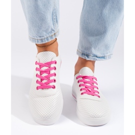Sneakers da donna bianche con lacci rosa bianca 2