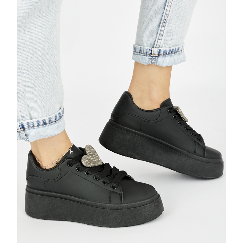 Sneakers nere con plateau da donna nero 2
