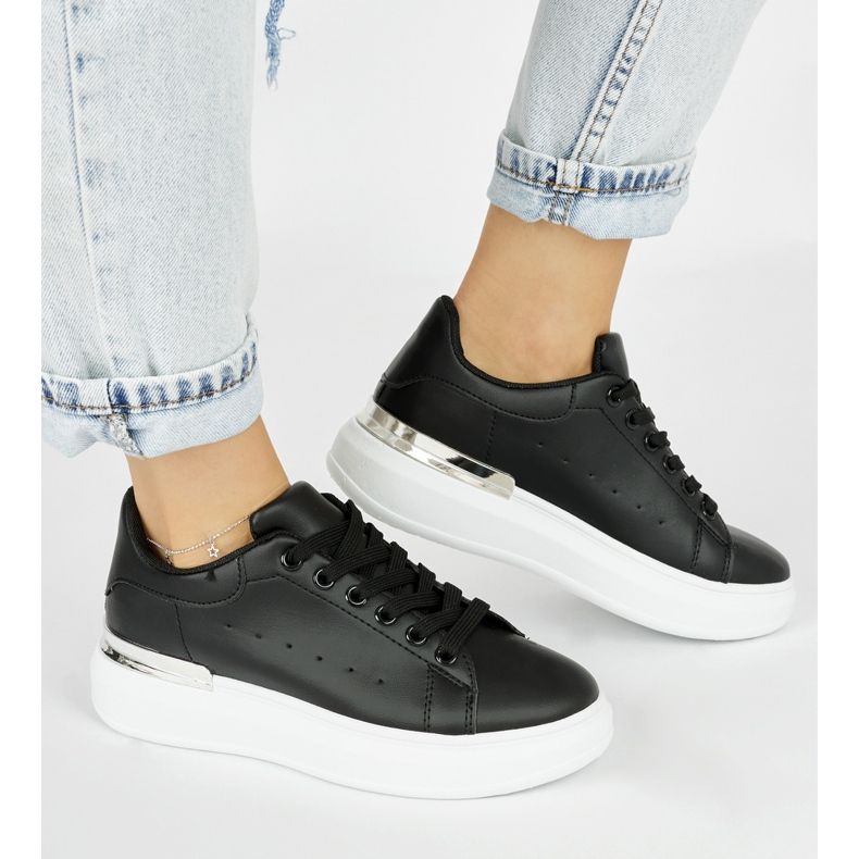 Sneakers nere con plateau da donna nero 2