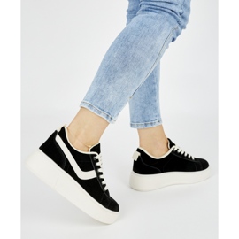 Scarpe da donna con plateau in camoscio nero 1