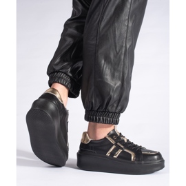 Sneakers platform in pelle nera nero 2