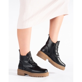 Stivaletti stringati neri con suola beige di Sergio Leone nero 1