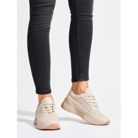 Sergio Leone Scarpe sportive da donna in pelle beige 1
