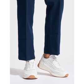 Scarpe sportive bianche in pelle traforata di Sergio Leone bianco 1