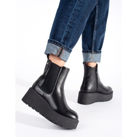 Seastar Stivaletti Chelsea da donna neri con zeppa nero 1