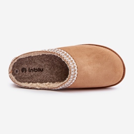 Comode Scarpe da Casa da Donna Pantofole Con Ricamo Inblu FX000021 Cammello beige 2