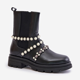Stivaletti Chelsea da donna con cinturini decorativi, Nero Sintitia 2