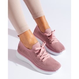 Scarpe sportive stringate rosa 1