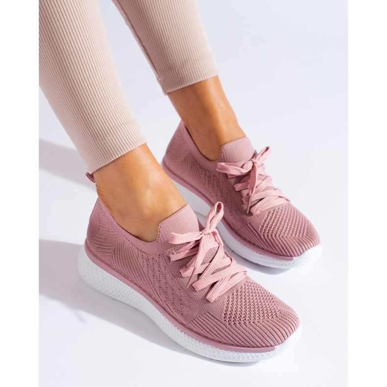 Scarpe sportive stringate rosa 1