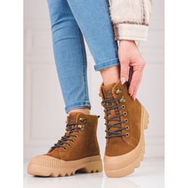 Scarpe da donna in vera pelle Big Star KK274520 marrone 2