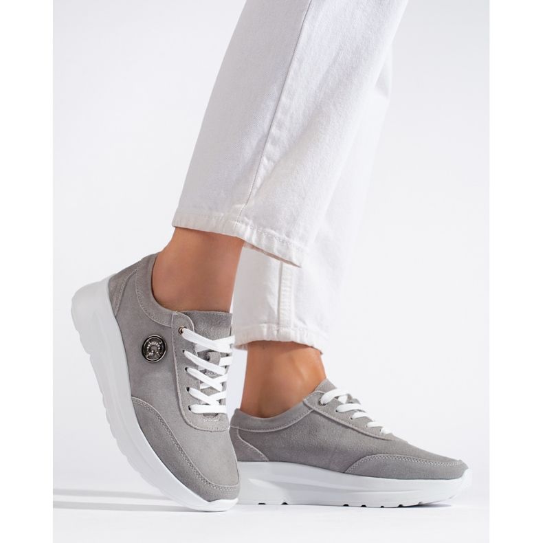 Scarpe sportive in pelle grigia grigio 1