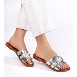 Infradito da donna color argento d'argento 1