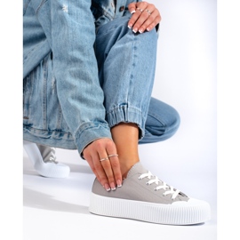 Sneakers da donna con plateau grigie grigio 2