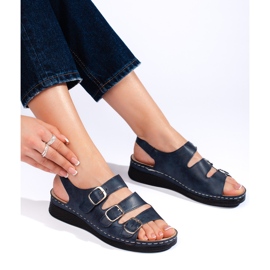Sandali da donna blu navy con fibbie 1