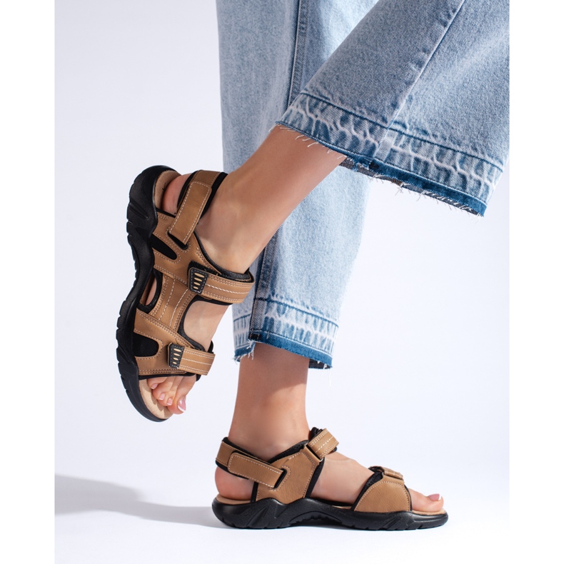 Sandali sportivi marroni da donna beige 1