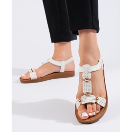 Sandali da donna bianchi con decorazioni bianca 1