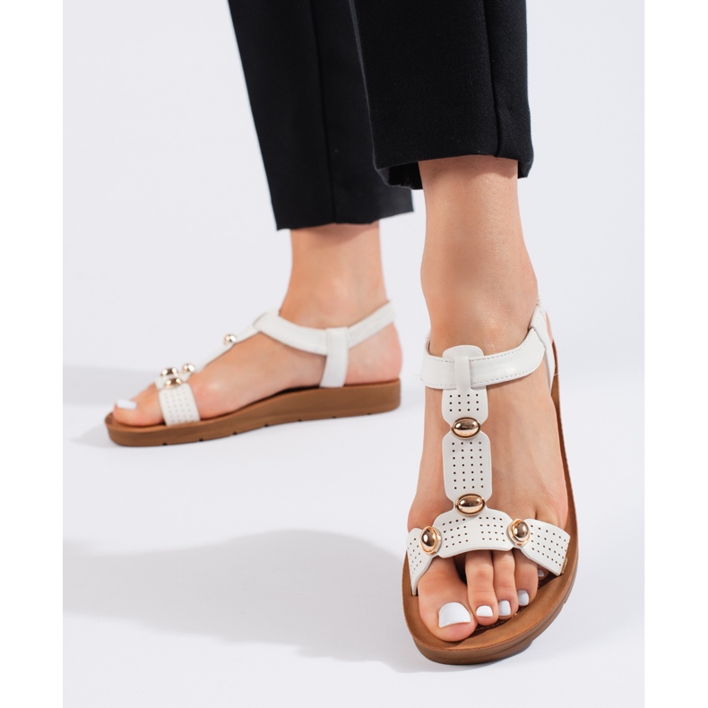 Sandali da donna bianchi con decorazioni bianco 1