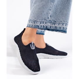 Scarpe sportive slip-on blu navy traforate 1