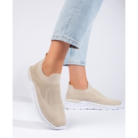 Scarpe sportive in tessuto beige 1