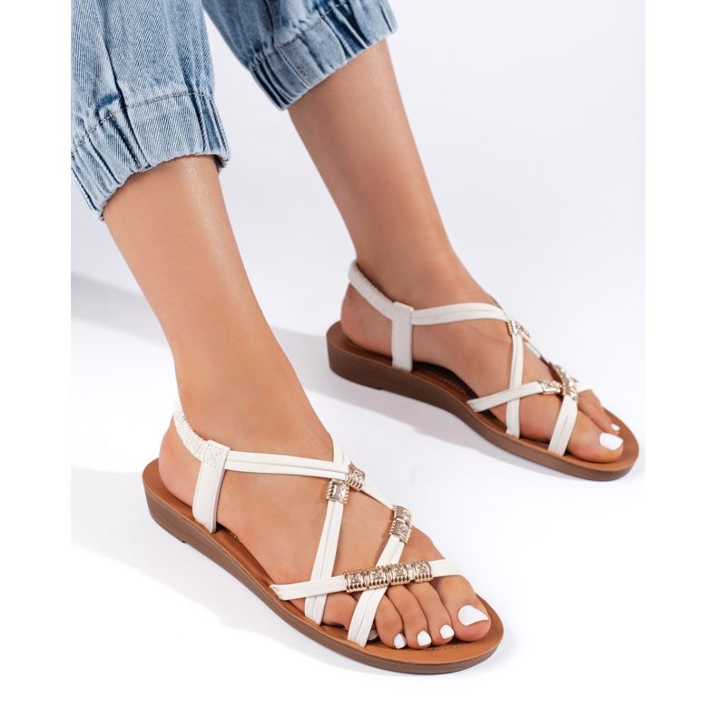Sandali slip-on bianchi con cinturini intrecciati bianco 1