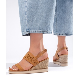 Sandali con zeppa da donna marroni marrone 1