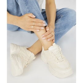 Sneakers color crema con suola spessa beige 1