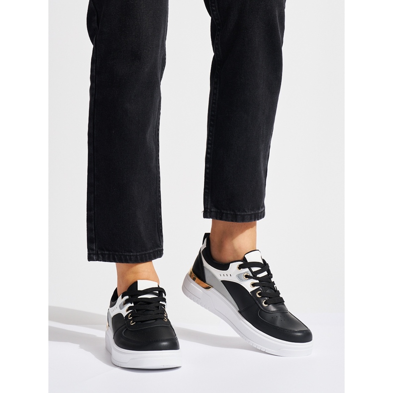 Scarpe sportive con piattaforma nera nero 2