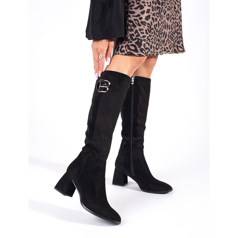 Goodin Stivali sopra il ginocchio da donna in camoscio nero 1