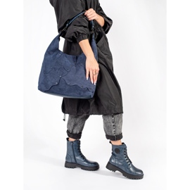 Stivaletti da donna in pelle stringata blu navy sulla piattaforma Sergio Leone 1