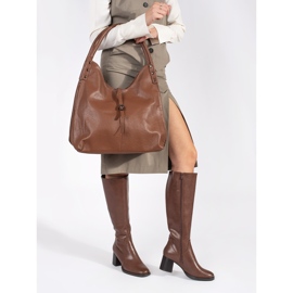 Stivali classici da donna con tacco in pelle marrone di Sergio Leone 2
