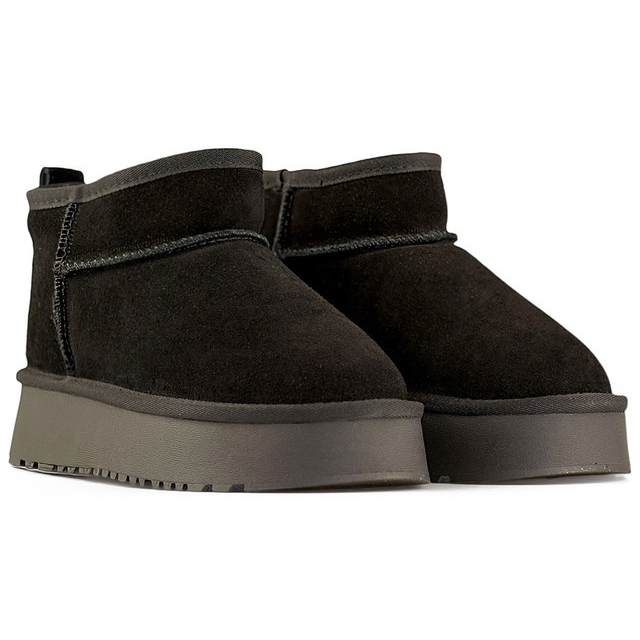 Stivali da neve da donna in pelle nera e stivali invernali beige realizzati in pelle naturale nero 1