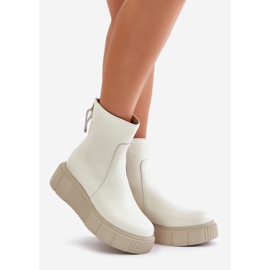 Zazoo 60369 Stivaletti da donna in pelle con plateau, beige chiaro 1