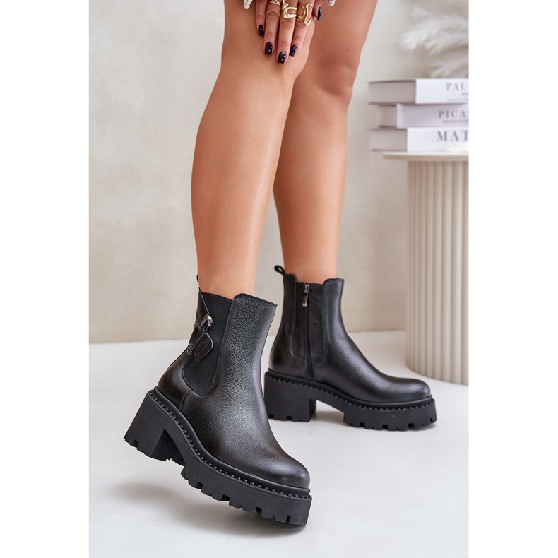 Zazoo 60490 Stivaletti isolati in pelle con decorazione, neri nero 2