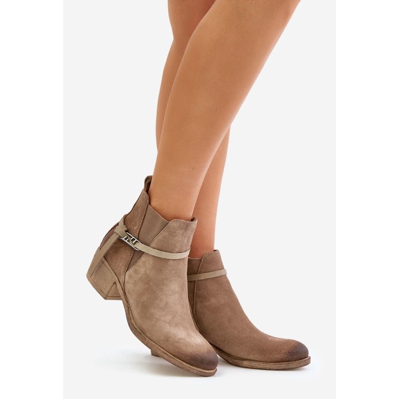 Zazoo 60478 Stivali con tacco alto in pelle scamosciata, isolati, fissati con cerniera, Beige 1