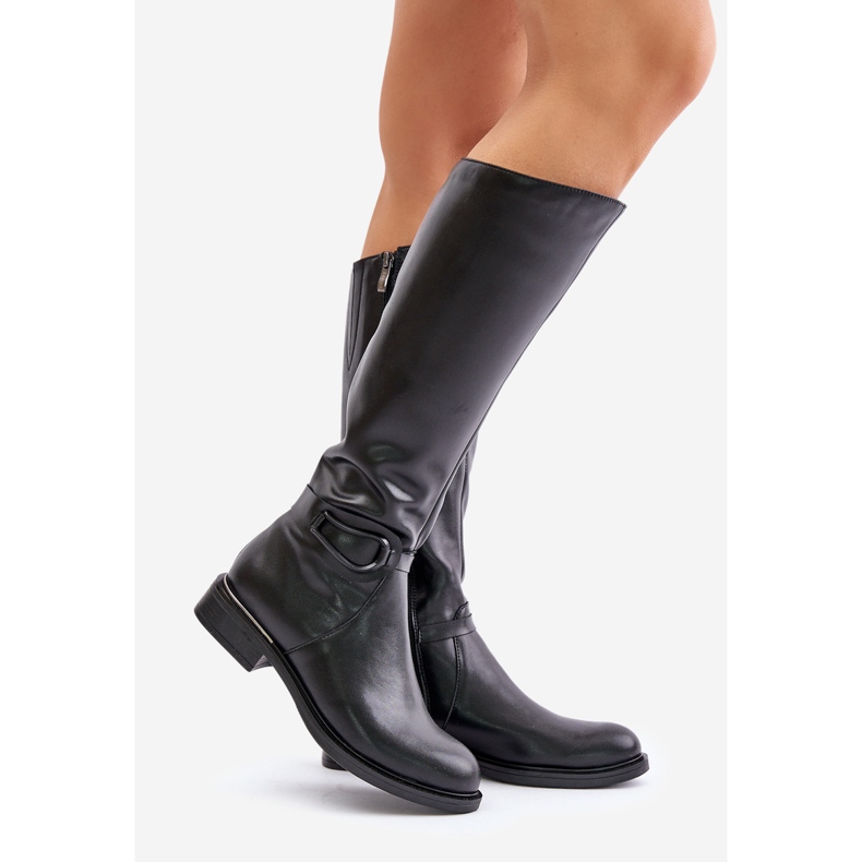 Zazoo 70140 Stivali riscaldati sopra il ginocchio in pelle da donna, neri nero 1