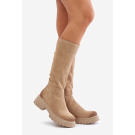 Zazoo 70145 Stivali sopra il ginocchio in pelle scamosciata, beige caldo 1