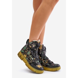 Stivaletti stringati piatti in pelle Maciejka 06158-07 Giallo e Nero d'oro 1