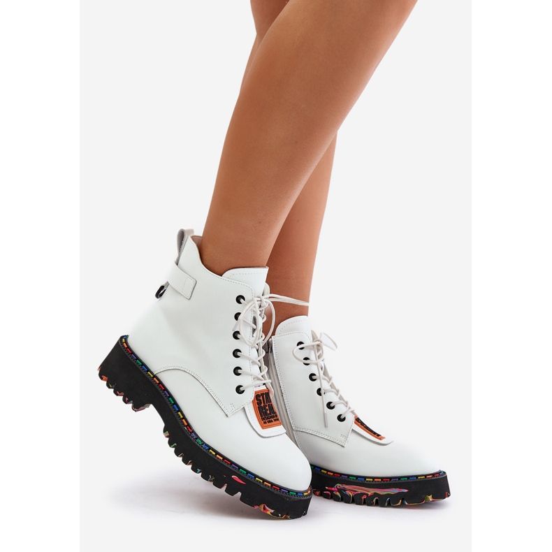 Stivali Trapper in pelle da donna con cerniera Artiker 55C0515 Bianco bianca 1