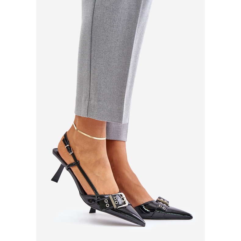 Stiletto in vernice nera Zeisia con fibbia nero 1