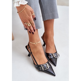 Stiletto in vernice nera Zeisia con fibbia nero 2