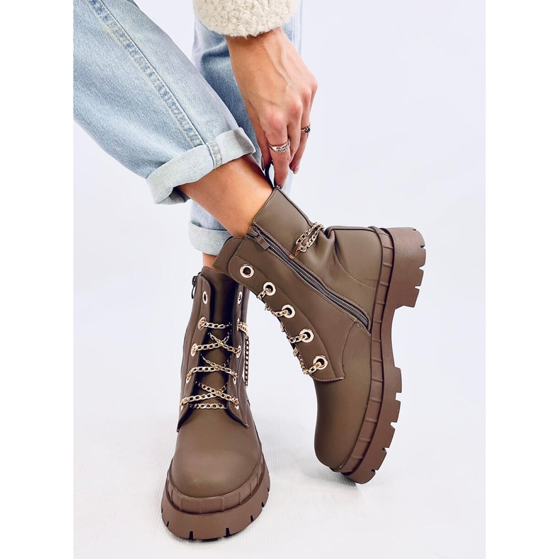 Stivali stringati di Lohan Khaki marrone 1