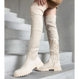 Stivali in tessuto beige con finitura opaca Scarlett 1